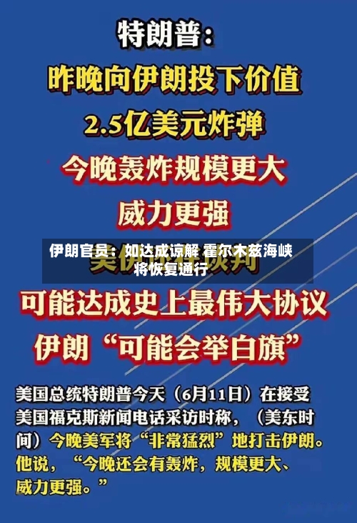 伊朗官员:如达成谅解 霍尔木兹海峡将恢复通行-第1张图片