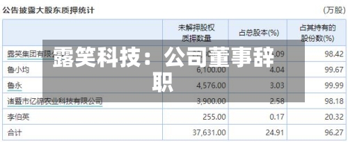 露笑科技:公司董事辞职-第1张图片