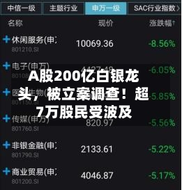 A股200亿白银龙头,被立案调查!超7万股民受波及