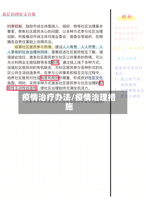 疫情治疗办法/疫情治理措施