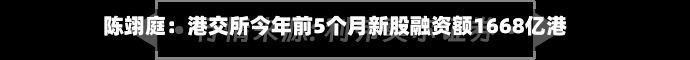 陈翊庭：港交所今年前5个月新股融资额1668亿港元-第2张图片
