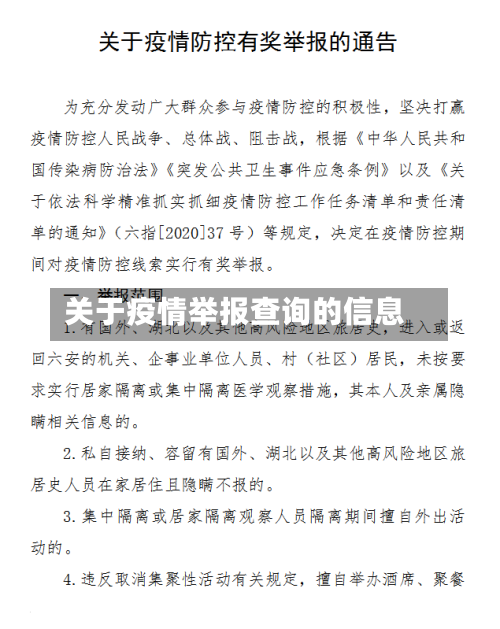 关于疫情举报查询的信息