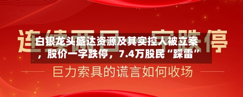 白银龙头盛达资源及其实控人被立案,股价一字跌停,7.4万股民“踩雷”