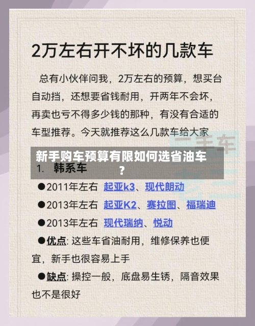 新手购车预算有限如何选省油车?