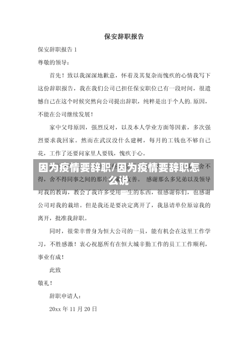 因为疫情要辞职/因为疫情要辞职怎么说
